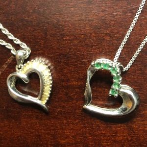 Pair of crystal heart pendant necklaces
